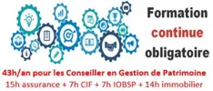 Formation continue obligatoire du conseiller en gestion de patrimoine : 43 heures par an